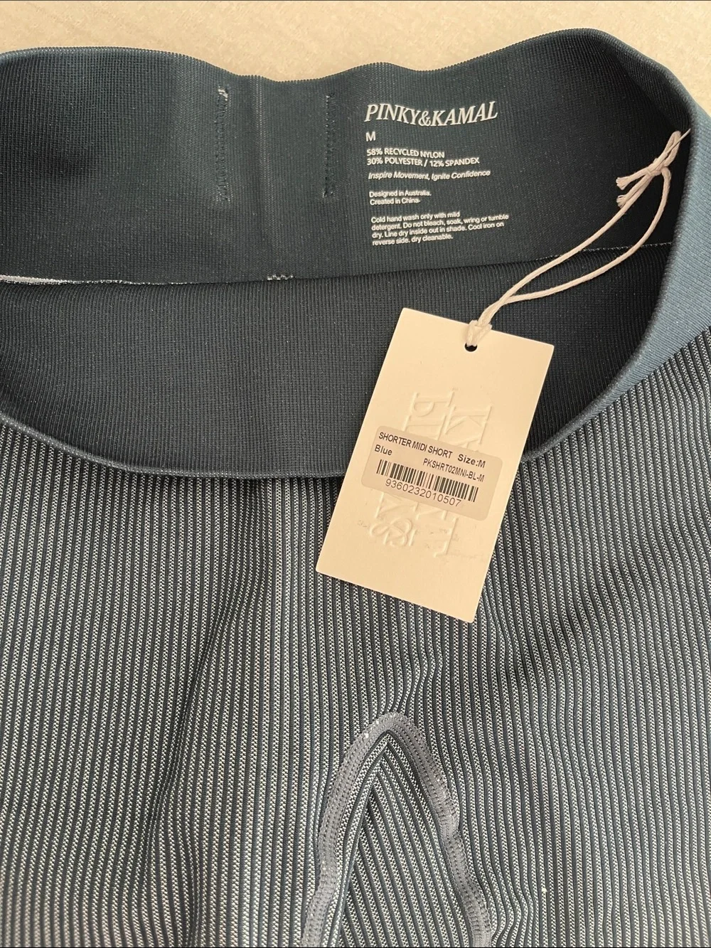 Pinky and Kamal Shorter Midi Short in Blue Ribbed